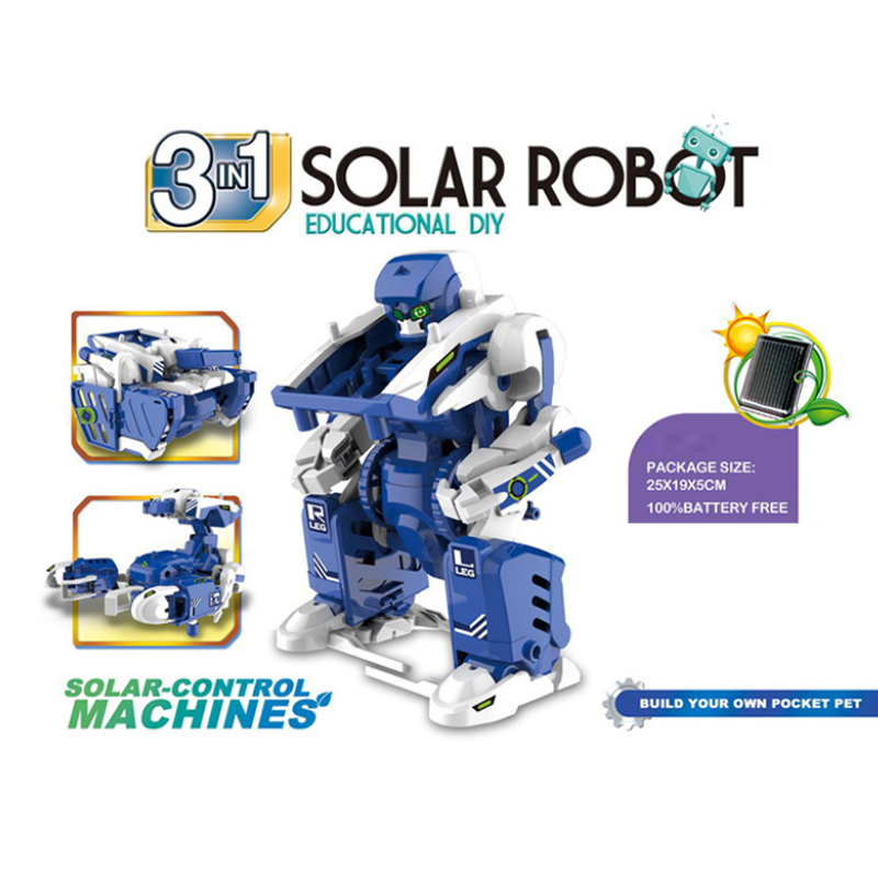 Science Robot - Roboter-Bausatz 3-in-1 Lehrreiches DIY-Montage-Spielzeug Wissenschaftlicher Solarbetriebener