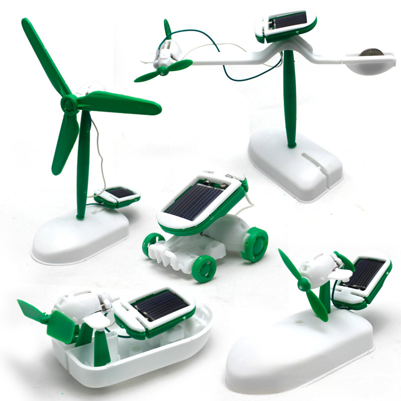 Science Robot - 6-in-1 Solarbetriebenes Roboter-Bausatz-Set: Schiff, Ventilator, Windmühle,